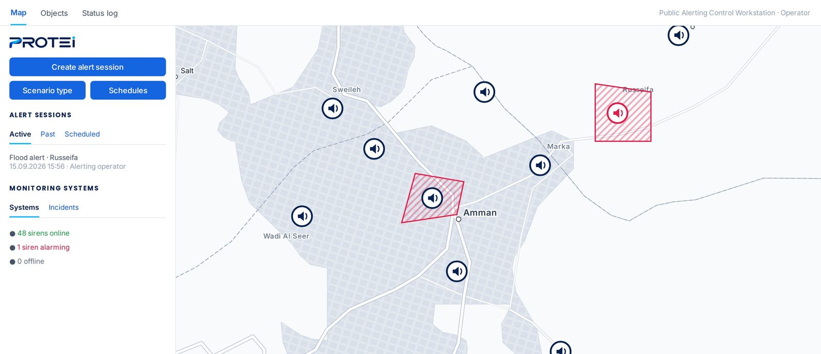 Outdoor siren network status